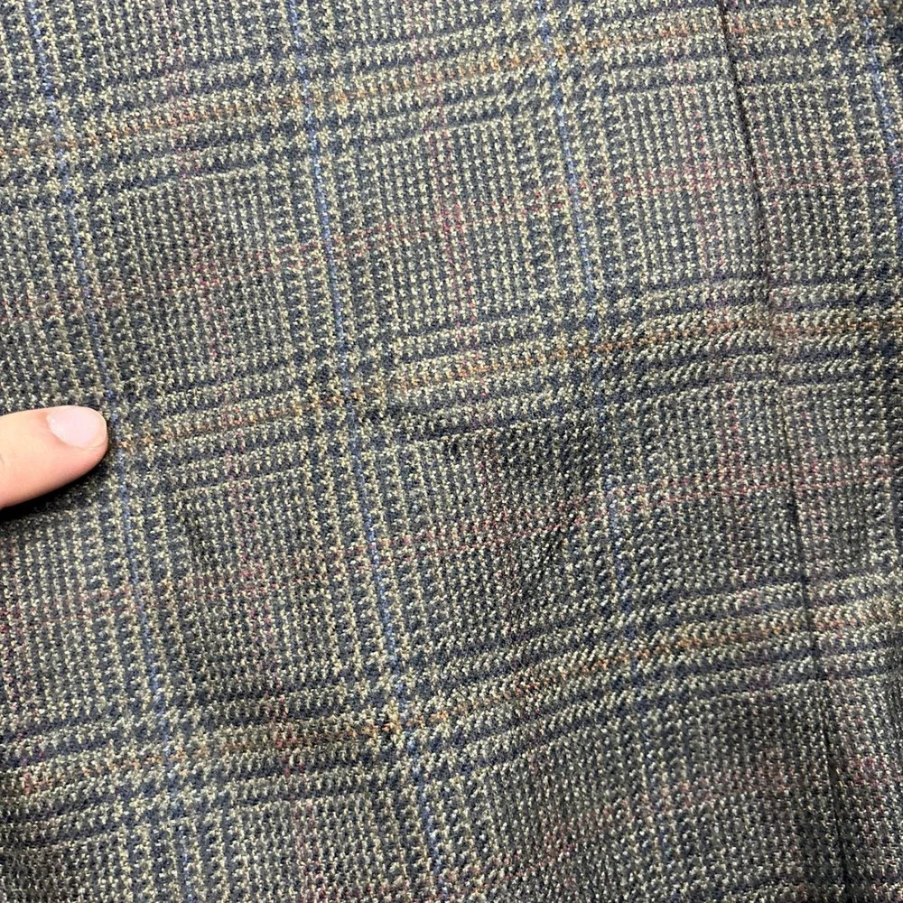 Stafford Executive Brown Glen Plaid Lambswool Blazer Sport Coat 44R 3 Button